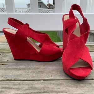 A.N.A red wedges sandals